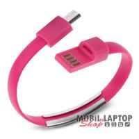 Adatkábel univerzális Micro USB rózsaszín csuklópánt