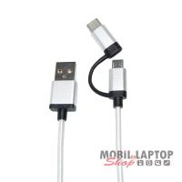 Adatkábel univerzális Micro USB - USB-C 3.1 átalakítóval ezüst-fekete